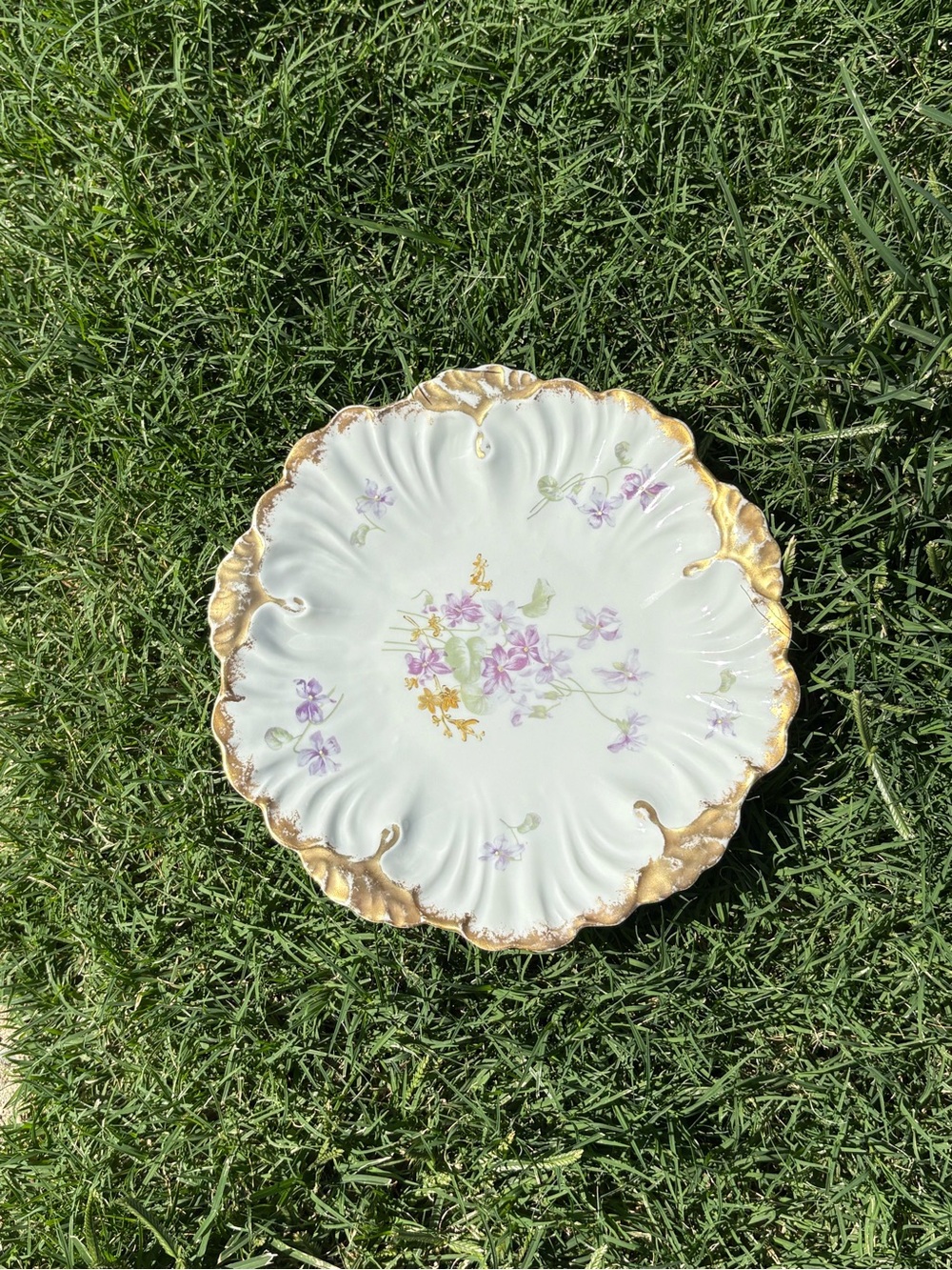 Vintage Antique Limoges AK & Co France Porcelain Plate Hand Painted Floral Gold